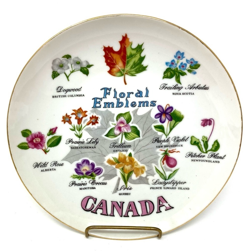 Canada Floral Emblems Vintage Souvenir Plate